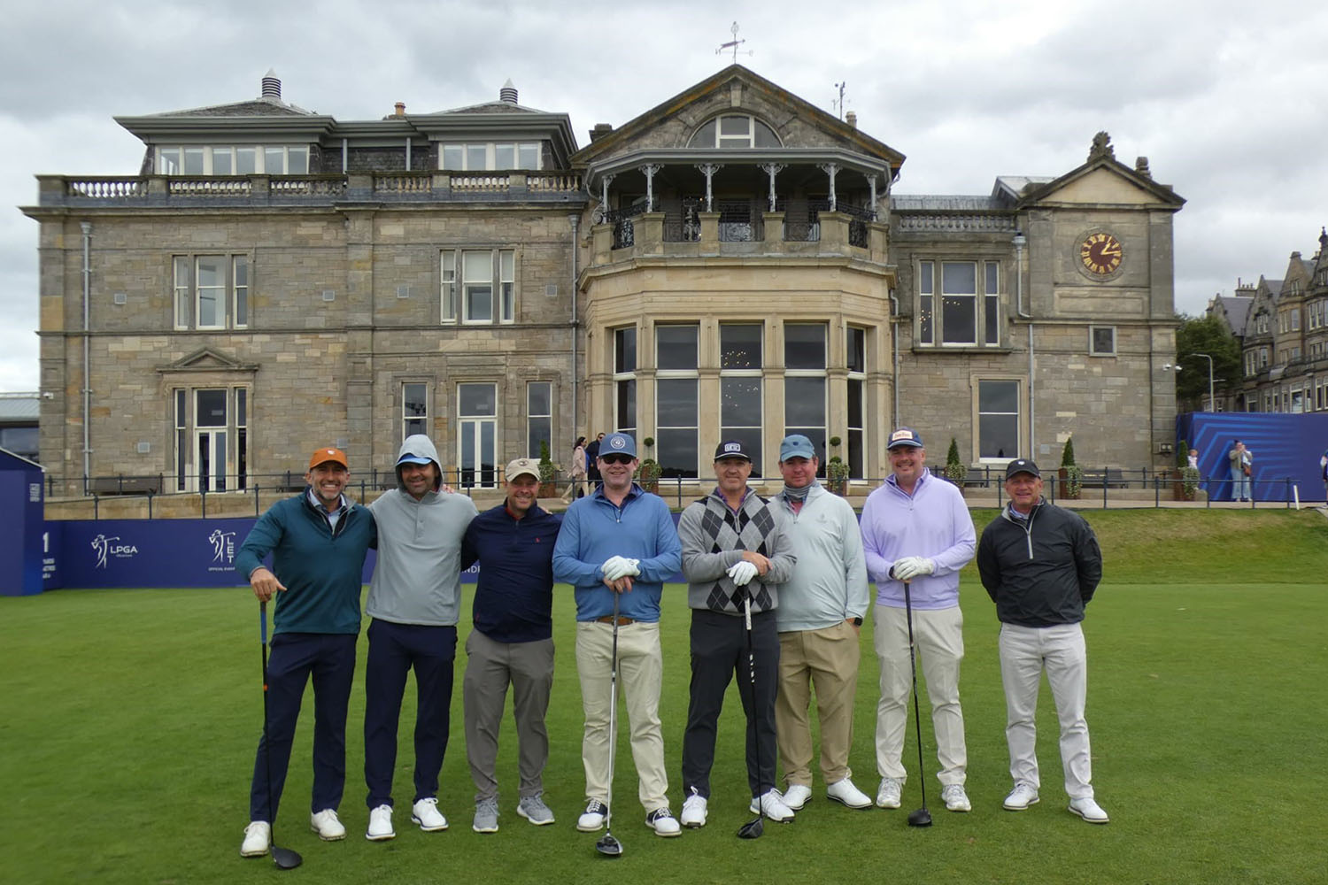golf-in-scotland-st-andrews A group playing golf in Scotland at The Old Course