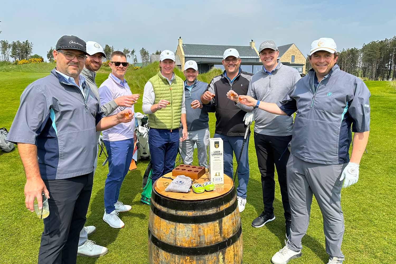 Golfers at Dumbarnie Links on Scotland golf trip