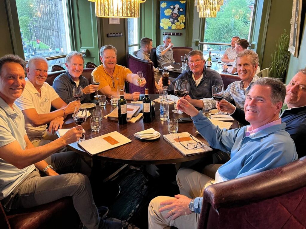 Group Captain Steve Hammock and Friends from Lomas Santa Fe Country Club at Kyloe in Edinburgh.