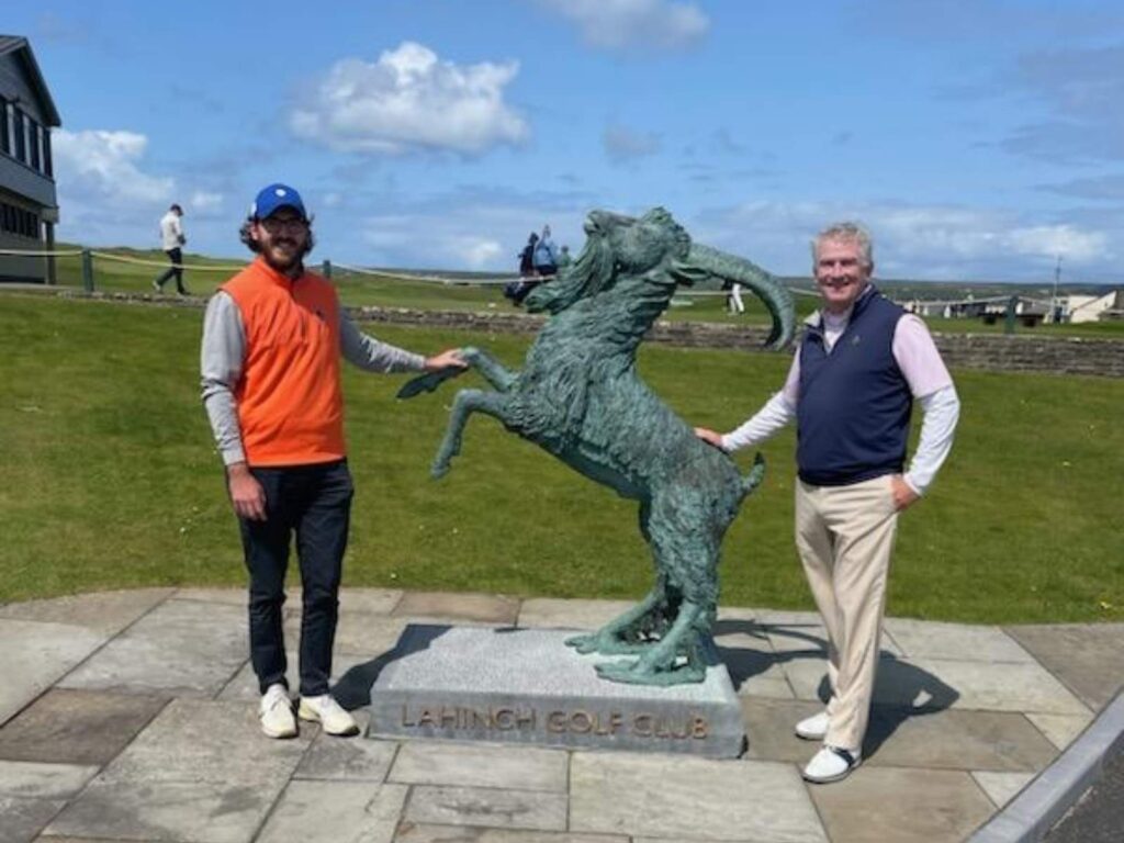 Jack and Dick Paulsen take in a Chamber of Commerce day at Lahinch Golf Club.