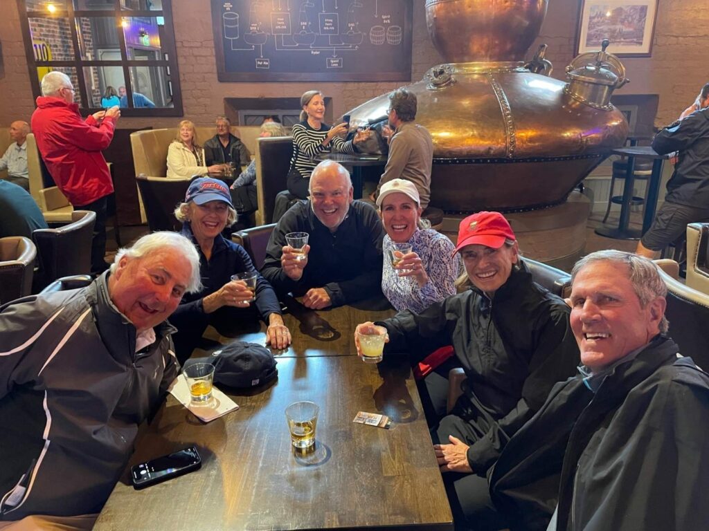 Group Captain Jim Washburn and Friends from Glen View Club enjoying a toast at the Bushmills Distillery.