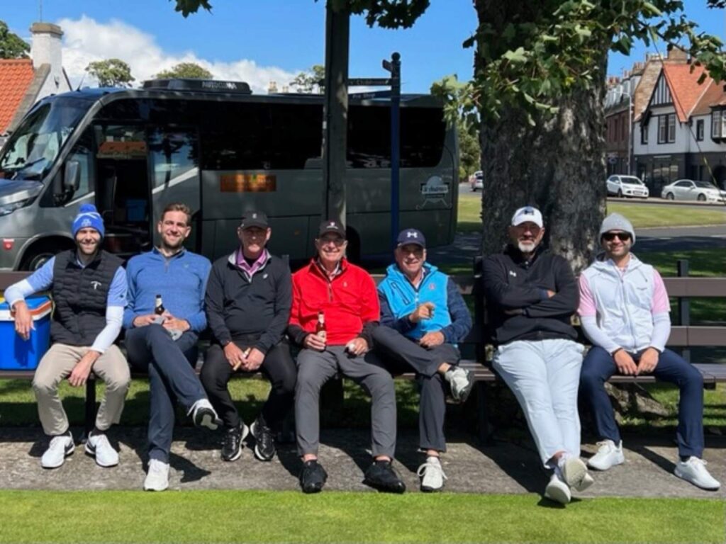 The Expedition led by Brian Mahlstedt tailgating at Gullane Golf Club.
