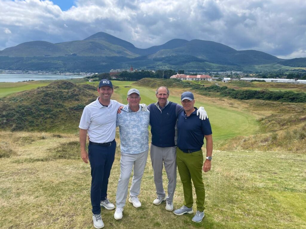 Group Captain John Strong and Friends from The Hawthorns Golf & Country Club on the 9th hole at Royal County Down.