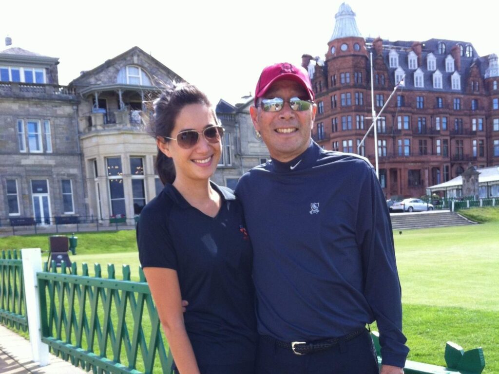 Chris and Glenn Etow enjoying a sunny day in The Home of Golf.