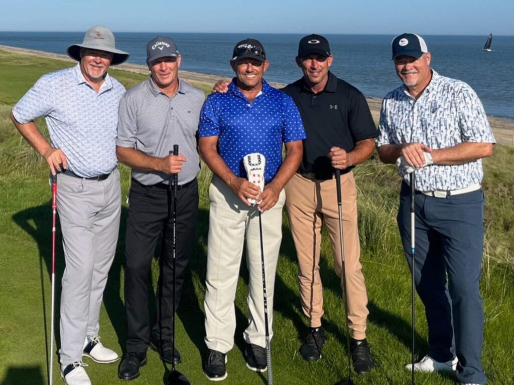 The Expedition led by Wade Downey from Rancho La Quinta Country Club enjoys a sunny day at The European Club.