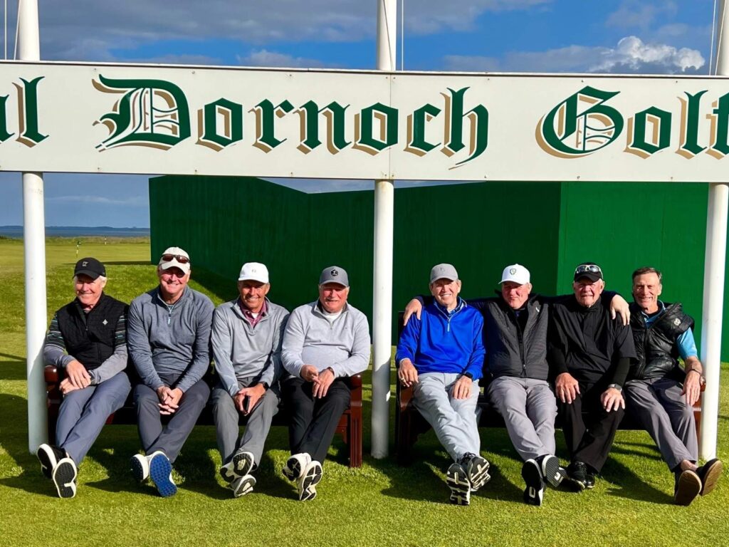 The Expedition led by Jock Olson, PGA enjoys a sunny day at Royal Dornoch.