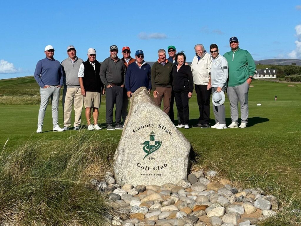 TJ Wyld, PGA with his Bull's Bridge Golf Club members at County Sligo.