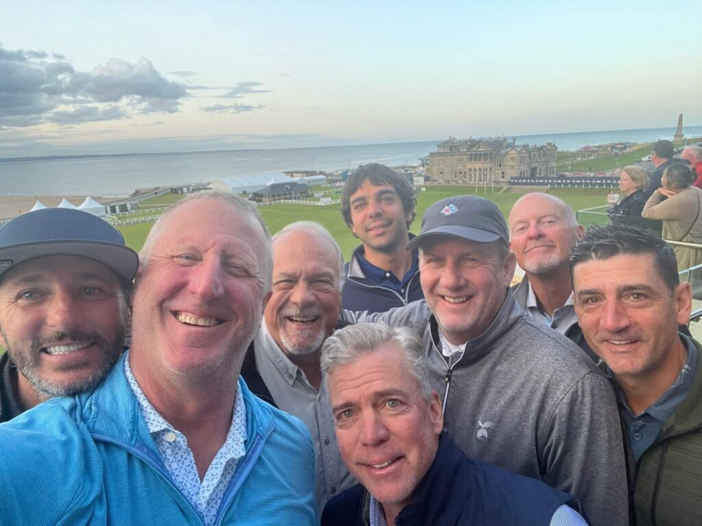 Group Captain John Bolger and Friends take in the view from 18 St. Andrews.
