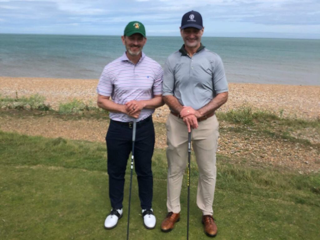 Dr. Todd Crawford from Colorado Golf Club and Dr. Brett Storm from Shark's Tooth Golf Club at Royal Cinque Ports.