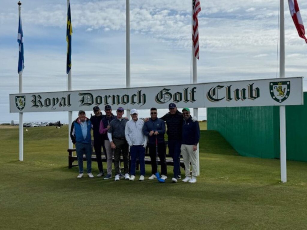 Justin Foster, PGA and his Ridgewood Country Club members at Royal Dornoch.