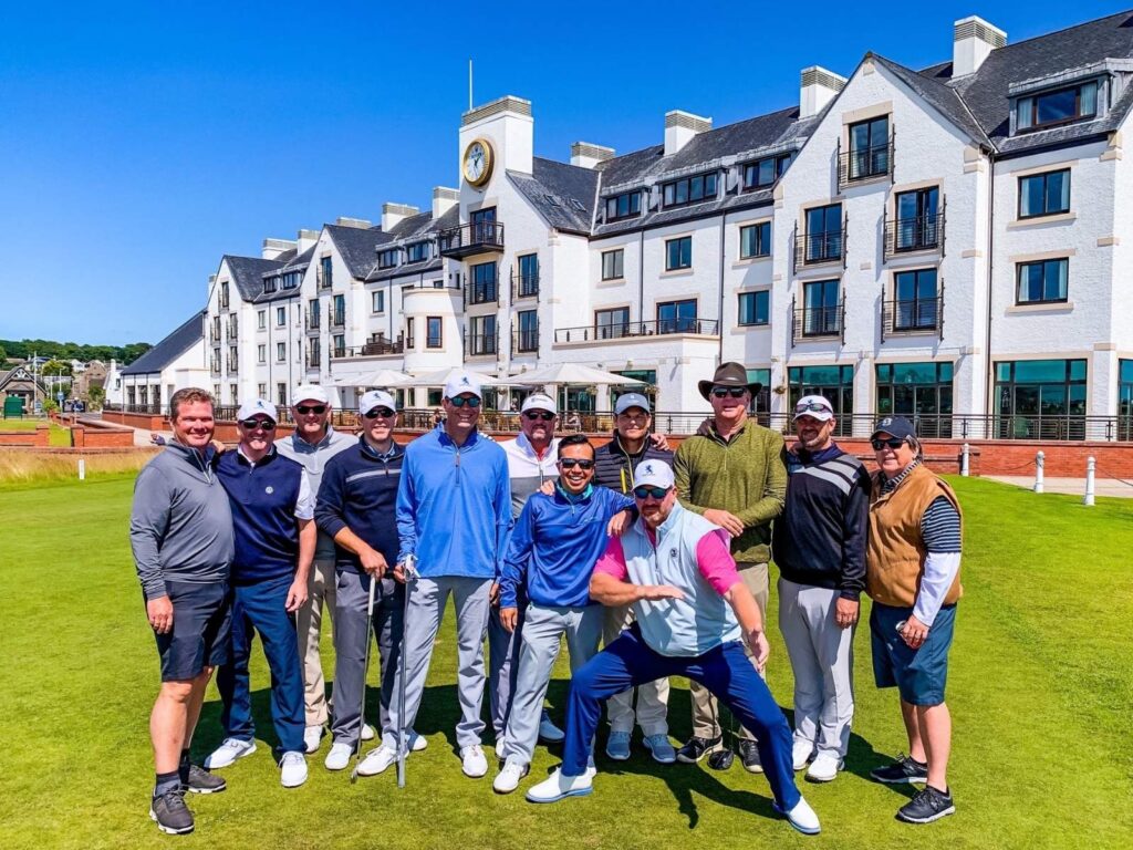 The Expedition led by John Dickens from Ridglea Country Club on a glorious day at Carnoustie