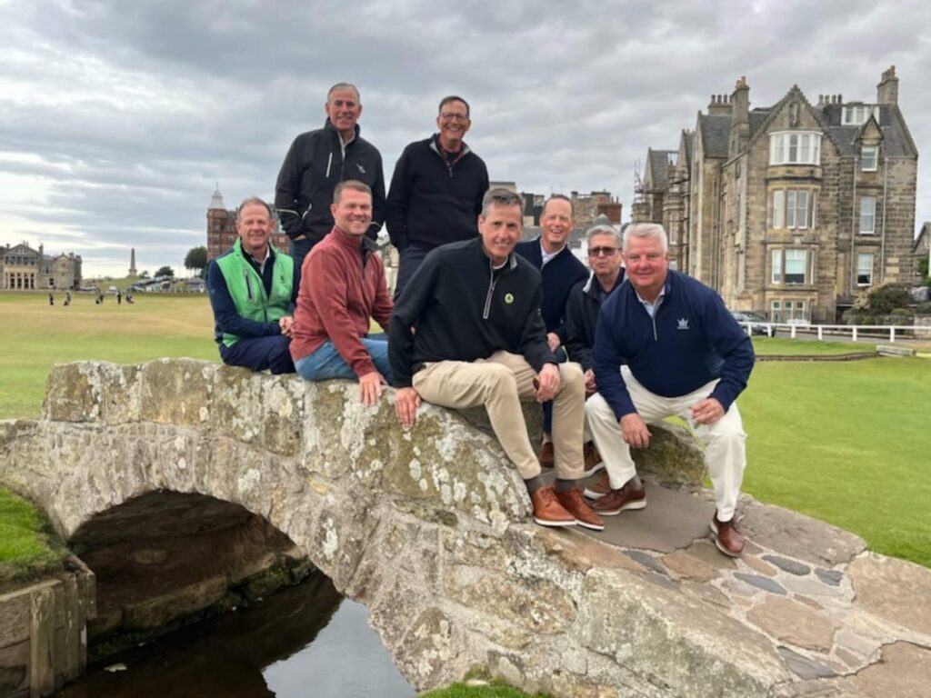 25 Group Captain Joe Gimpel and Friends from Stone Harbor Golf Club on the Swilcan Bridge