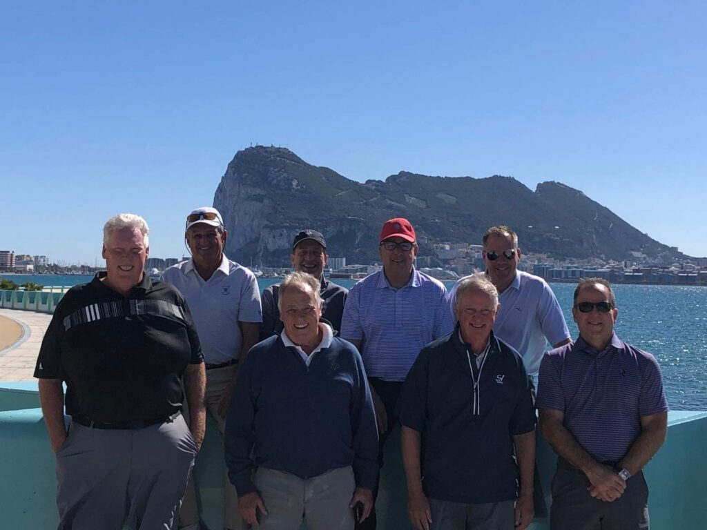 Mike Downing, PGA with his Short Hills Country Club members at the Rock of Gibraltar