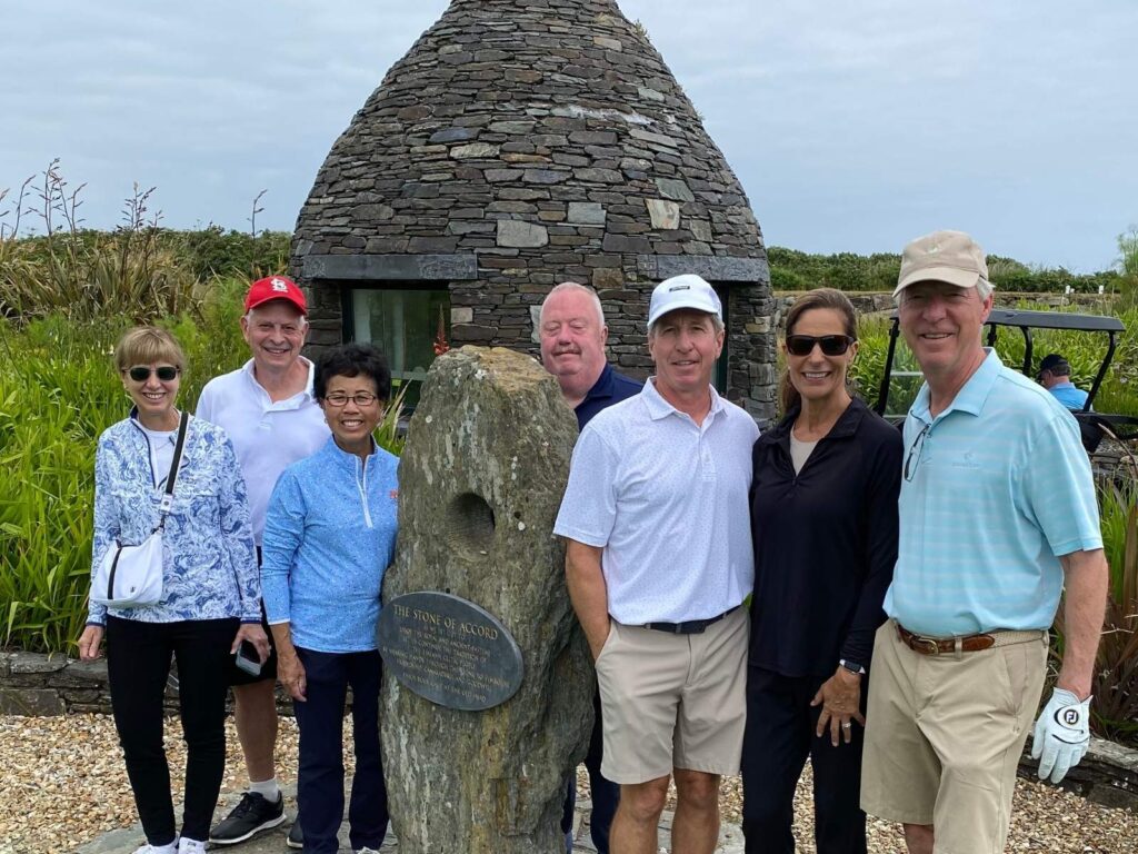 41 Group Captain Lauren Mead and Friends with their H&B Driver-Host, John Daly, at Old Head Golf Links