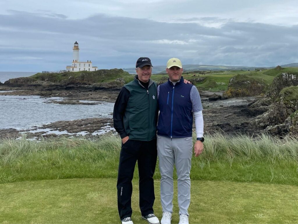 53 Scott and David Stabler on the spectacular 9th hole at Turnberry