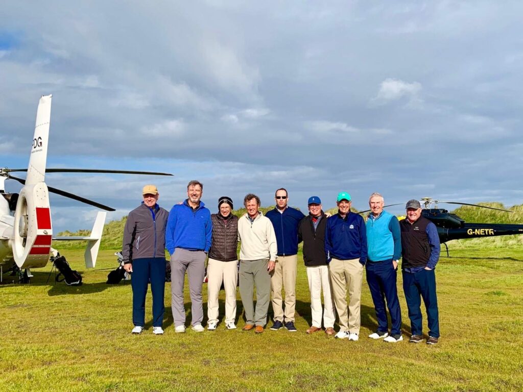 The Group Captain Greg Forgatch and Friends from San Gabriel Country Club catch a ride to Machrihanish