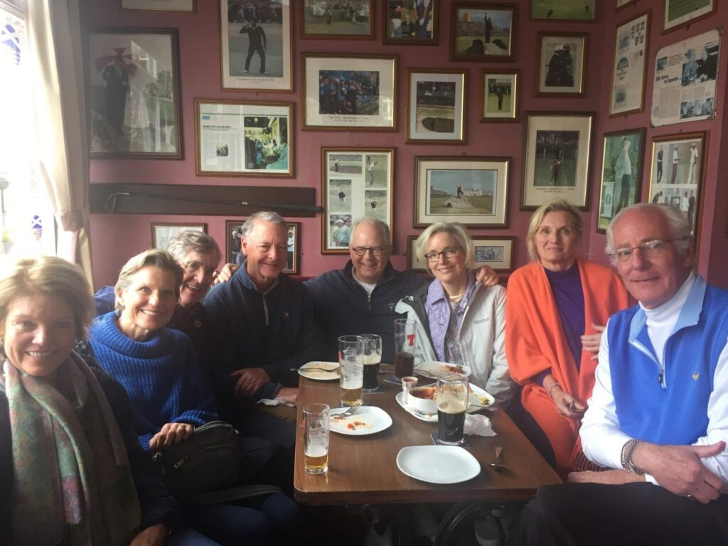 Group Captain Brant Lipscomb and Friends from The Club at Carlton Woods raise a glass at The Dunvegan