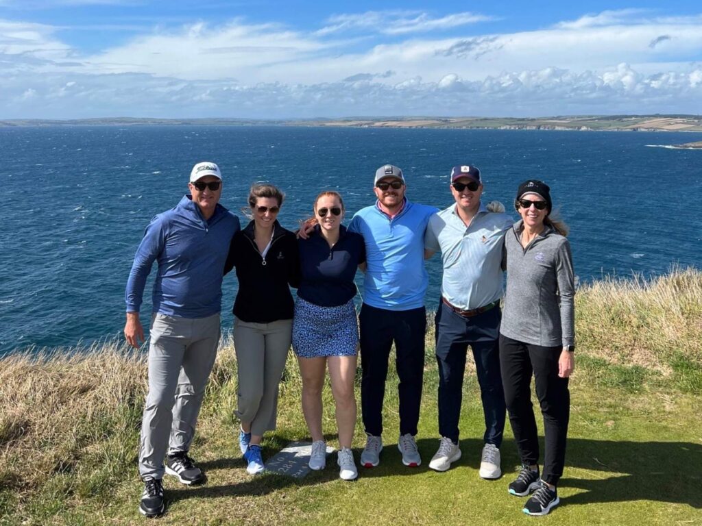 8 The Caste family, led by Group Captain Dan Caste, soaks up the sun at Old Head Golf Links