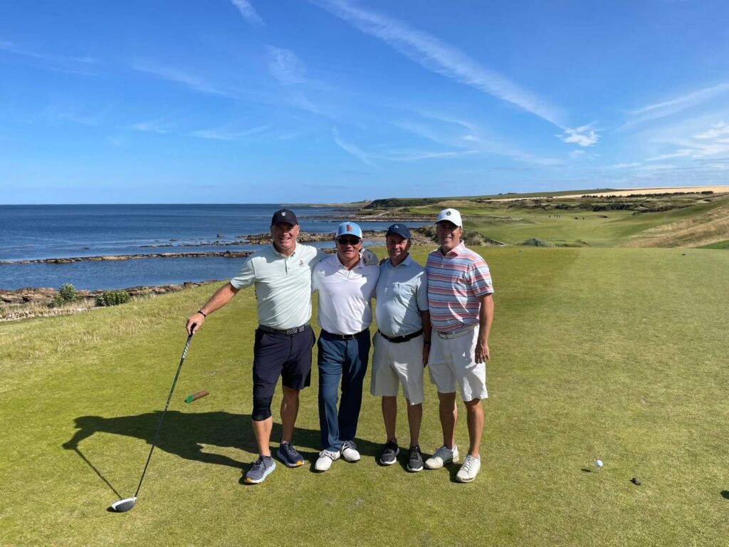 80 Group Captain Bruce Eyre and Friends enjoy a stunning afternoon at Kingsbarns Golf Links