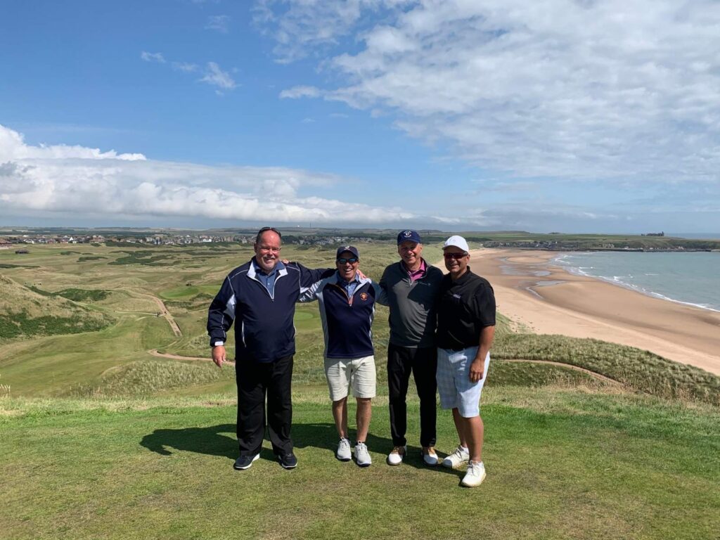 82 Tom Boileau, William Bentley, Michael Franko, and Group Captain Kevin Long from Yardley Country Club at Cruden Bay