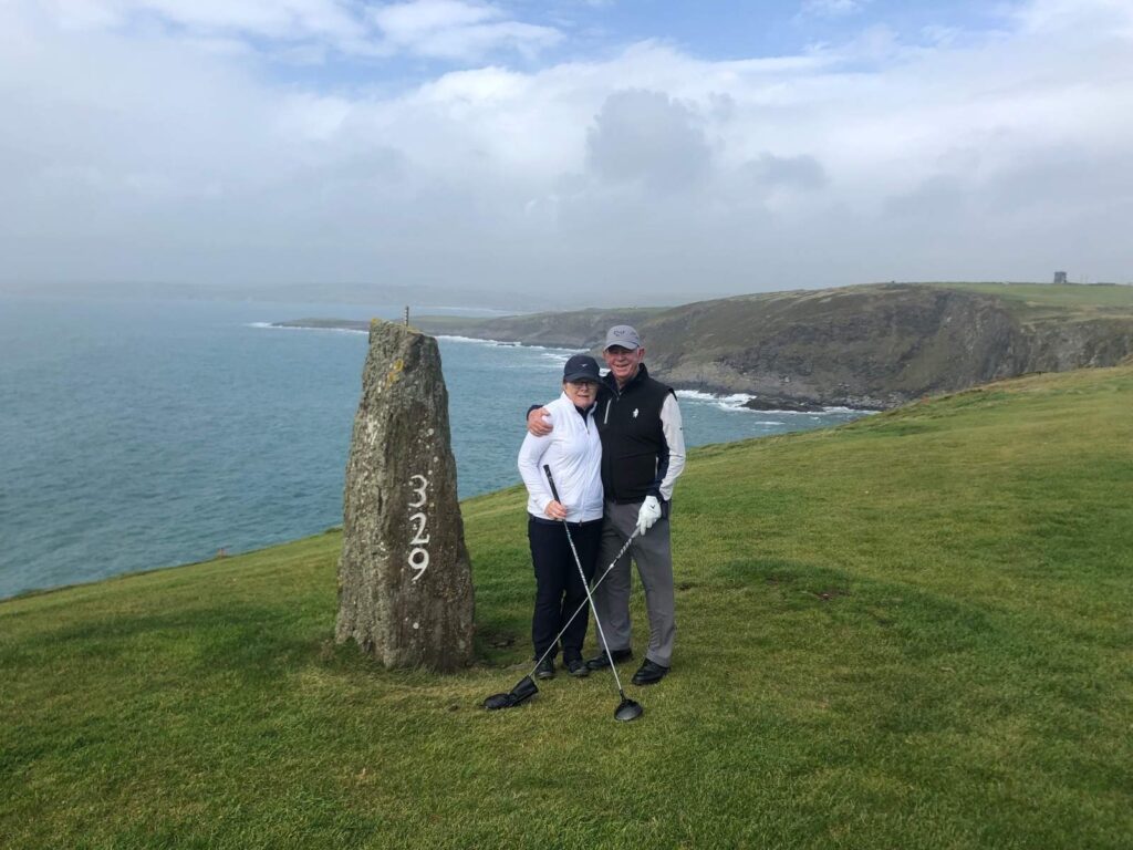 Donna and John Pariseau of Charles River Country Club and The Club at Cordillera celebrate their 50th anniversary at The Old Head of Kinsale