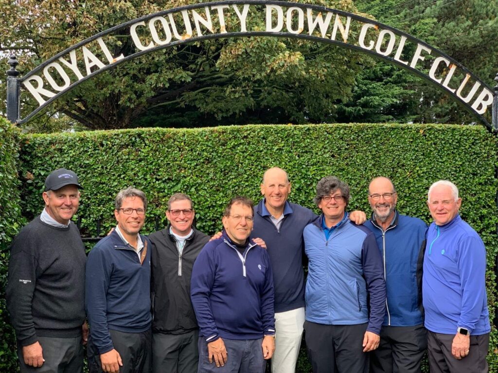 Craig Thomas, PGA with his Metropolis Golf Club members at Royal County Down