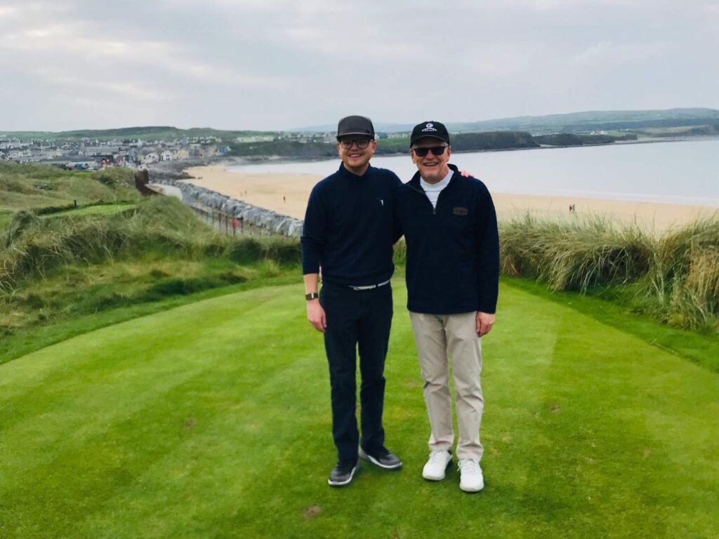Steve and Elliot Rubenstein enjoy a memorable afternoon at Lahinch Golf Club