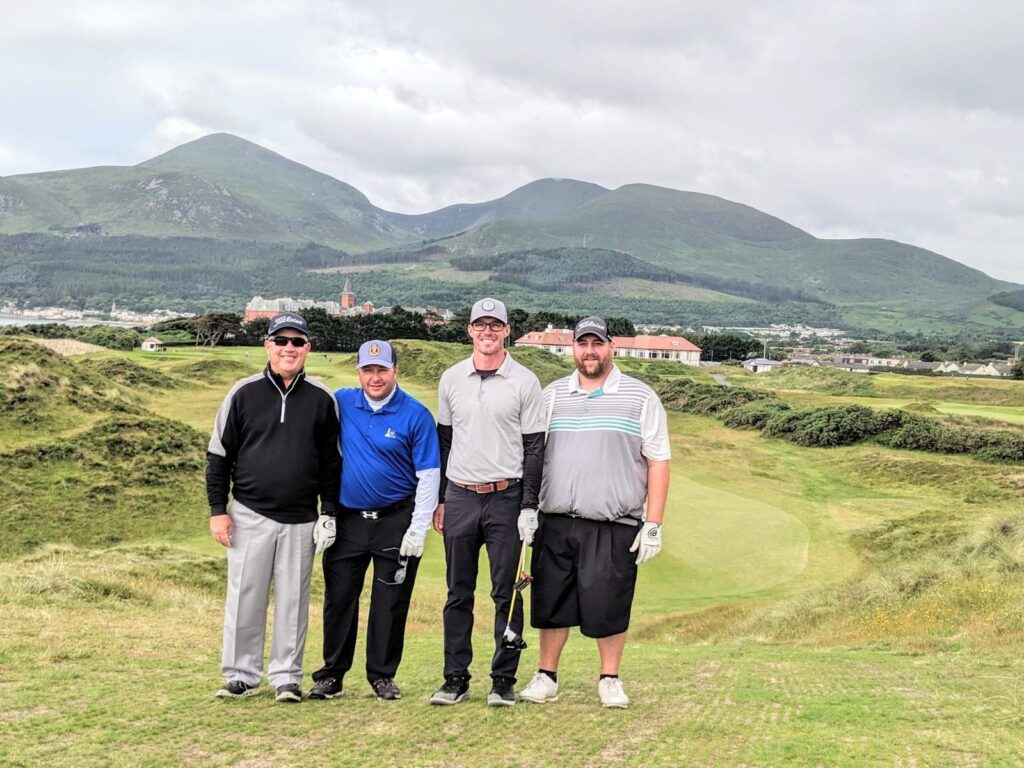 Bob Peel from Flint Hills National Golf Club with his sons-in-law at Royal County Down