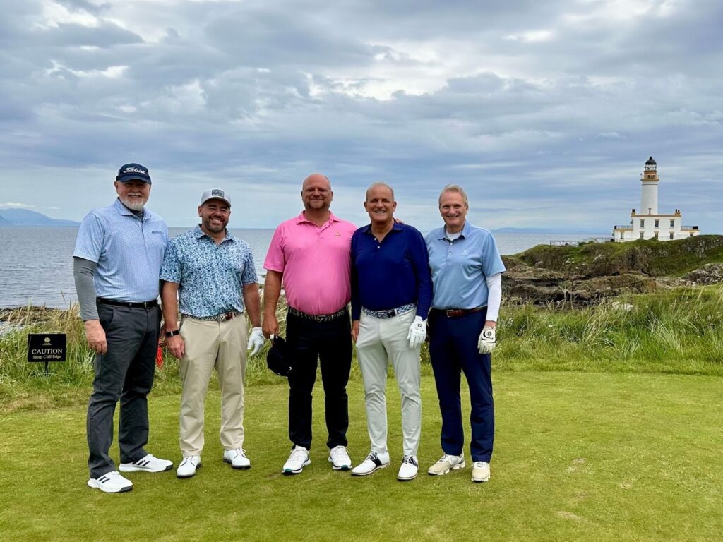 The Expedition led by Ben DeVary on the stunning 9th tee at Turnberry.