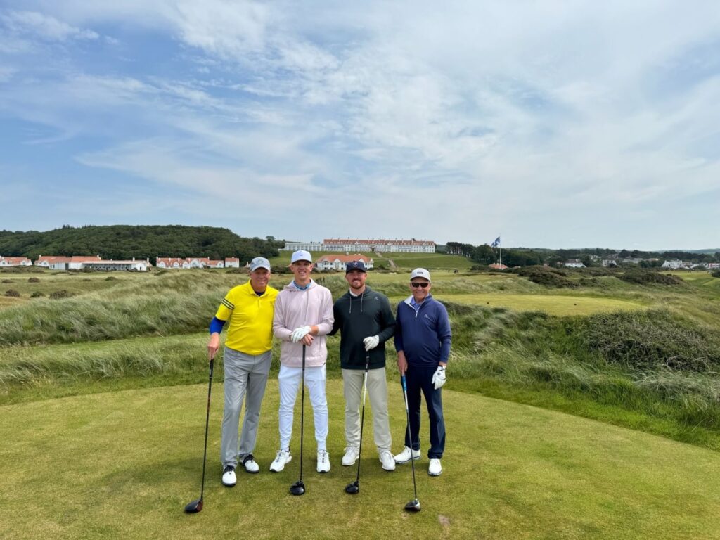 The Expedition led by Kent McKenzie on the 18th tee at Turnberry’s Ailsa course.