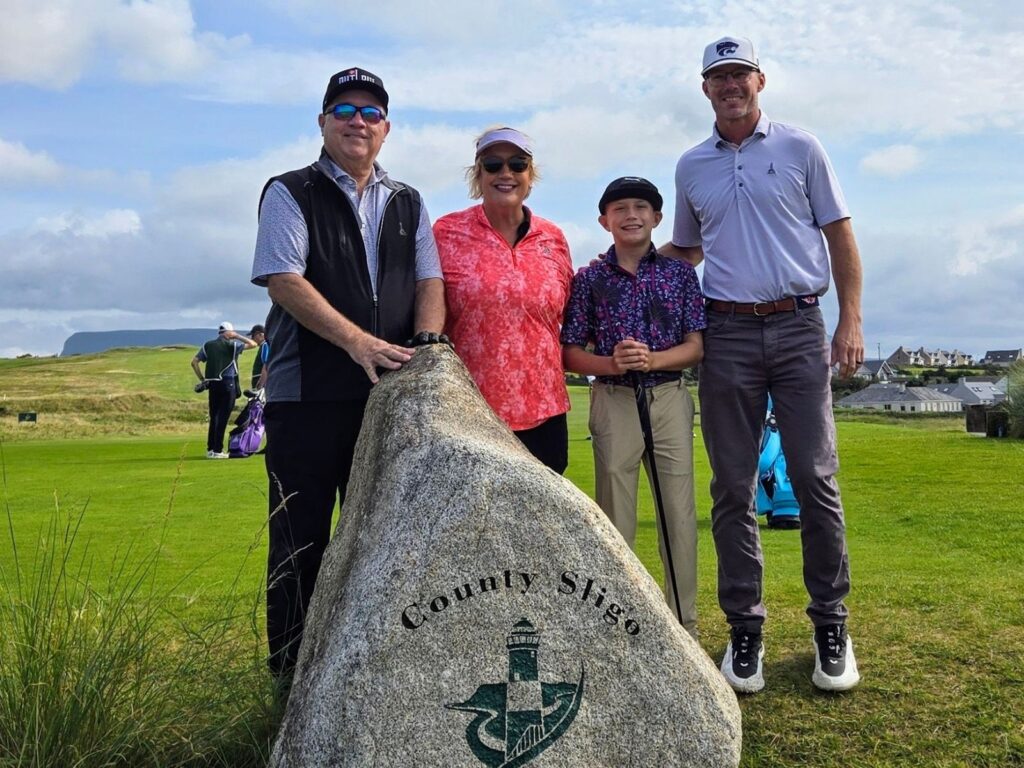 Bob Peel from Flint Hills National Golf Club with his family at County Sligo Golf Club.