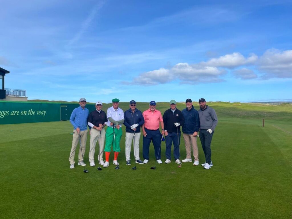 Group Captain John Willis and Friends enjoy a gorgeous day at Lahinch Golf Club.