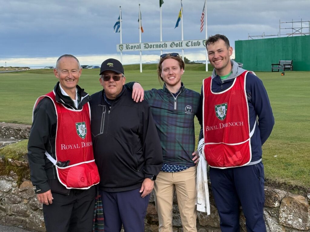 Bob and Jeffrey Hyman with new friends at Royal Dornoch.