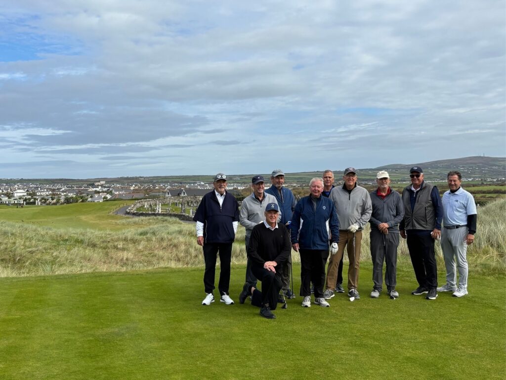 The Expedition led by Rich Rector on the daunting 1st tee at Ballybunion Golf Club.