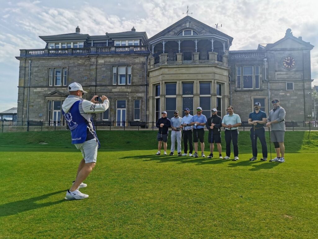 The Expedition led by Conor Yunits from Thorny Lea Golf Club, ready for an unforgettable day at The Old Course.