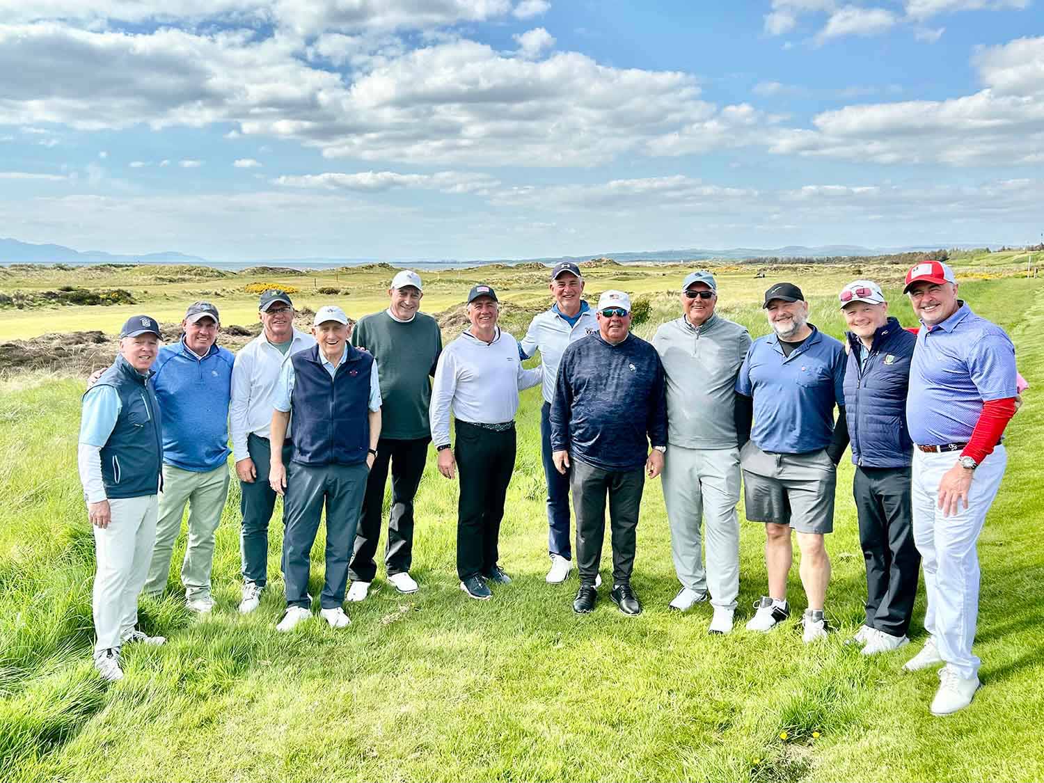 Golfers at Western Gailes Golf Club in Scotland