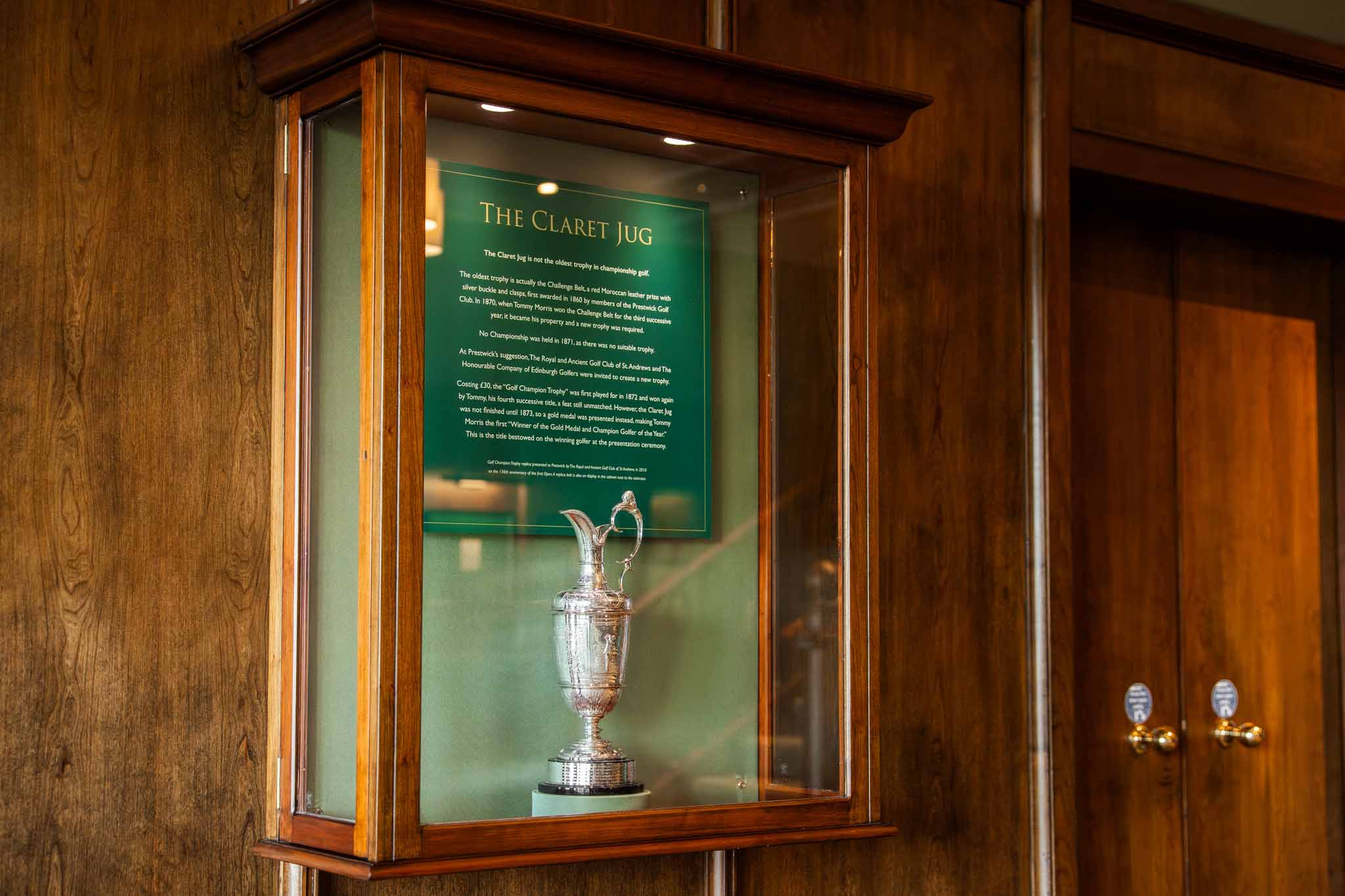 Claret Jug on display at Prestwick Golf Club