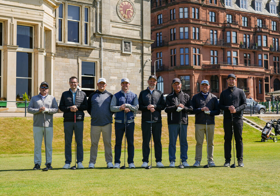 Golfers at The Old Course at St. Andrews on Scotland golf trip