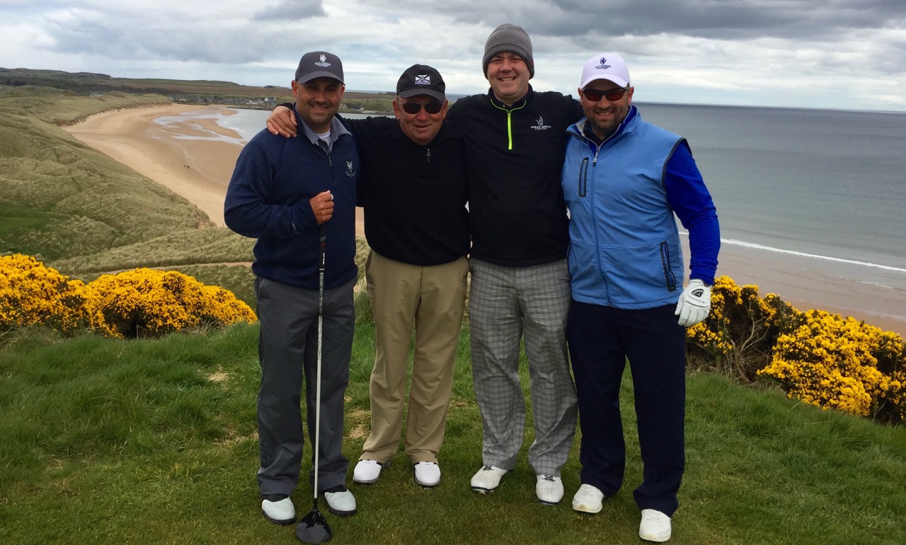 Todd Mascioli with Family and Friends at Cruden Bay.