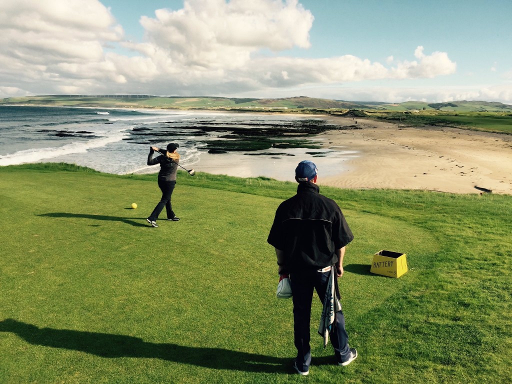 Brian Paul, PGA of The Club at Kuiku’kula captures his members on the finest opening tee shot in golf… The 1st at Machrihanish. 