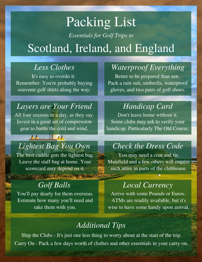 Packing List for Golf Trips to Scotland and Ireland