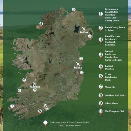 Ireland Golf Trip Map