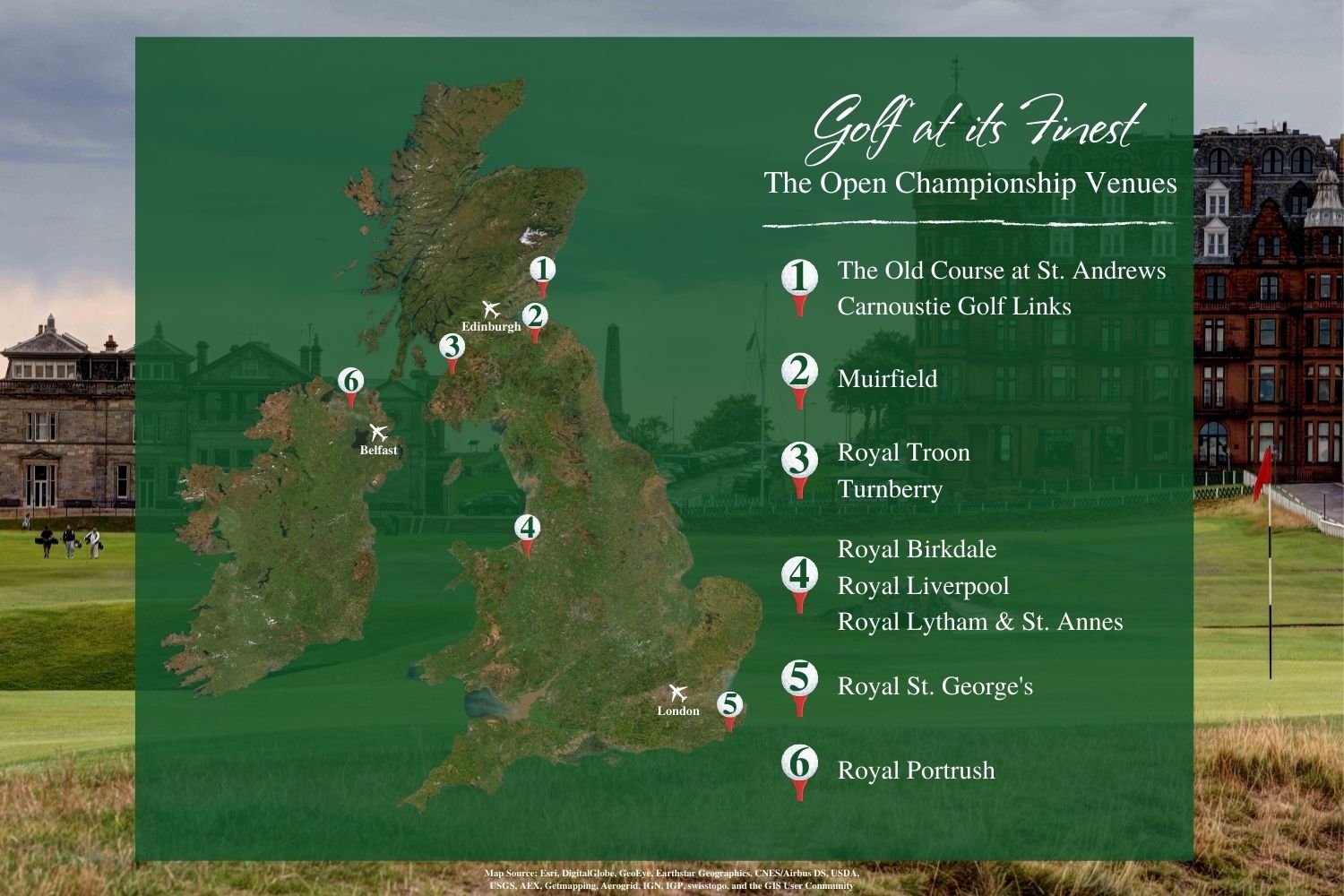 The Open Championship Venues Map