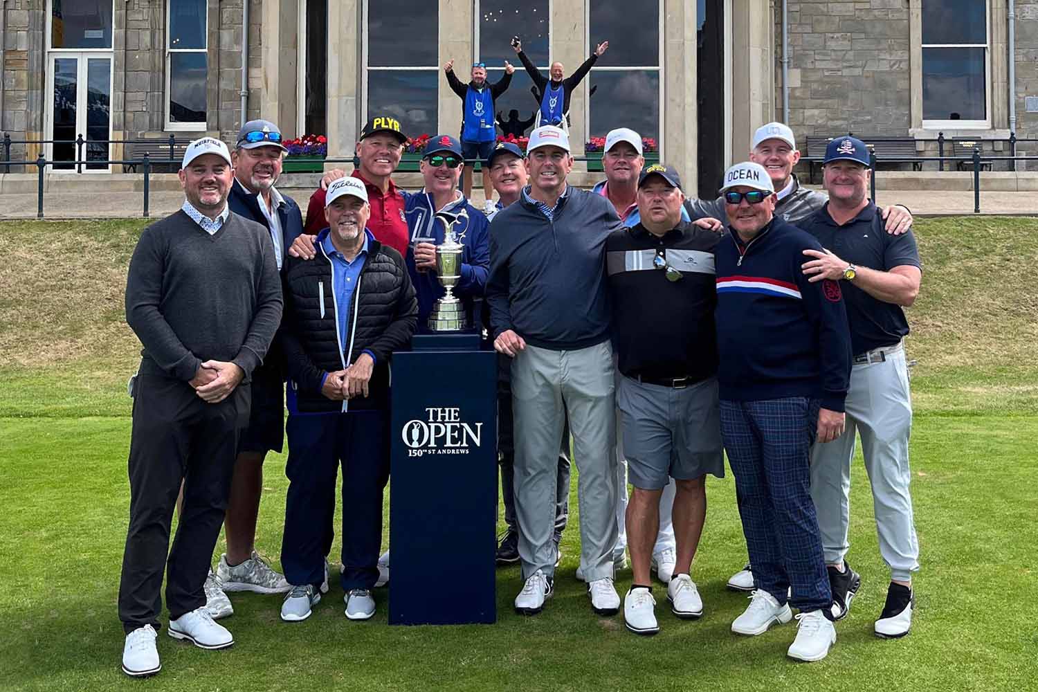 Golfers with the Claret Jug in St. Andrews